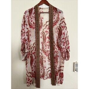 Soft Surroundings Jakarta Kimono Open Sz L XL Picante Medallion Viscose